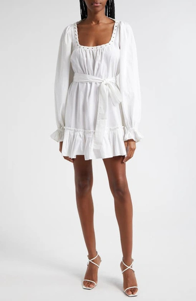 Ramy Brook Kayleigh Long Sleeve Cotton Minidress In White