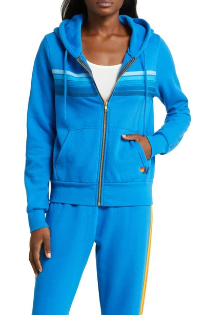 Aviator Nation 5-stripe Zip Hoodie In Blue/ Blue Stripe