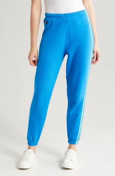 Aviator Nation Stripe Sweatpants In Ocean Blue