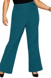 City Chic Tuxe Luxe High Waist Pants In Jade