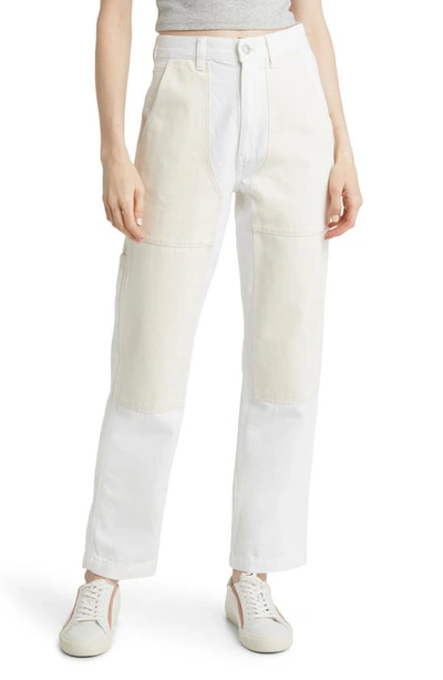 Madewell Two-tone High Waist Straight Leg Jeans In Tile White Vintage C