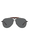 Polo Ralph Lauren 61mm Aviator Sunglasses In Grey