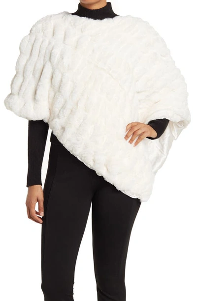 La Fiorentina Faux Fur Poncho In Ivory