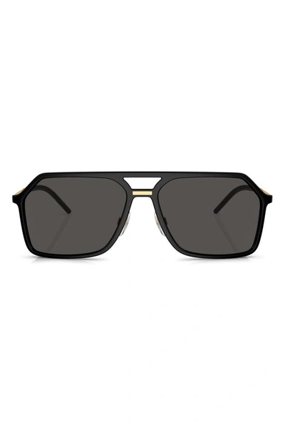 Dolce & Gabbana 59mm Pilot Sunglasses In Black