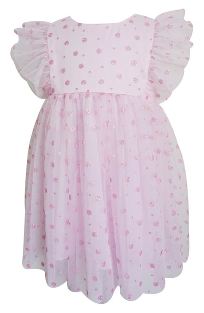 Popatu Babies' Shimmer Dot Tulle Dress In Pink