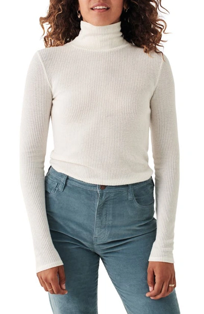 Faherty Roscoe Legend Rib Mock Neck Top In Egret