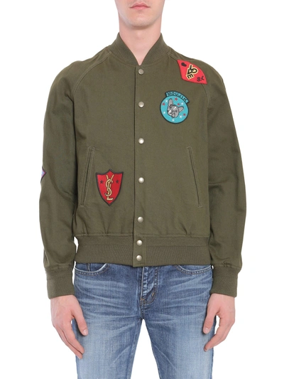 Saint Laurent Teddy Multi-patch Jacket In Green ModeSens