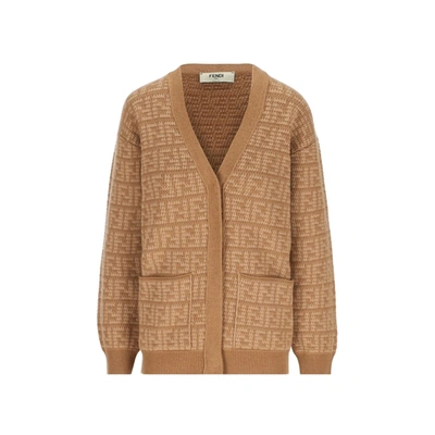 Fendi Cashmere Cardigan In Cammello