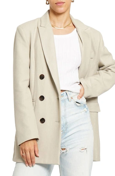 Know One Cares Double Breast Oversized Blazer In Sage