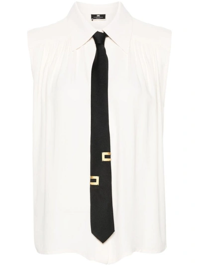 Elisabetta Franchi Tie-detailing Sleeveless Shirt In White