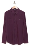 Travis Mathew Cloud Flannel Button-up Shirt In Blue Nights / Mauve Wine