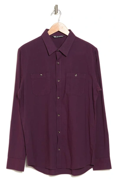 Travis Mathew Cloud Flannel Button-up Shirt In Blue Nights / Mauve Wine