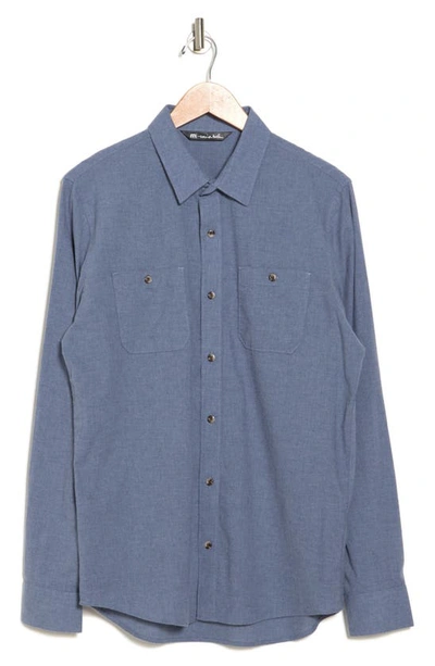 Travis Mathew Cloud Flannel Button-up Shirt In Vintage Indigo
