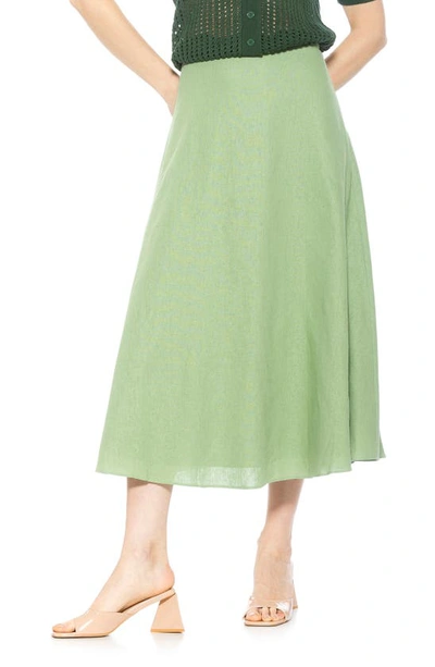 Alexia Admor Brilyn Linen Midi Skirt In Multi