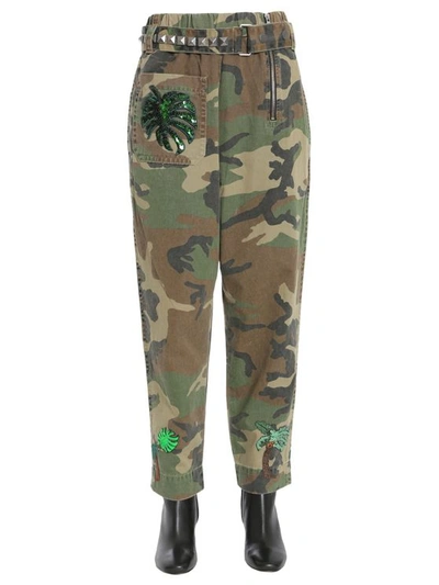 Marc Jacobs High Waist Camouflage Trousers In Military Green