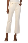 Kut From The Kloth Kelsey Raw Hem High Waist Ankle Flare Jeans In Ecru