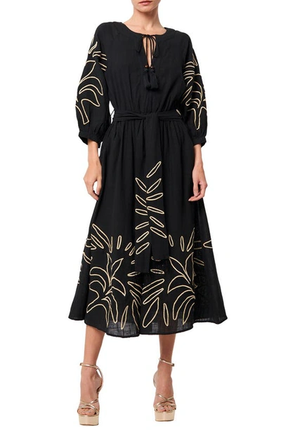 Ciebon Eliza Embroidered A-line Dress In Black