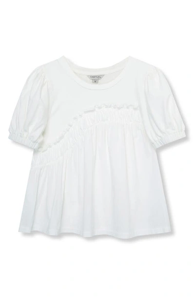 Habitual Kids' Puff Sleeve Cotton Top In White