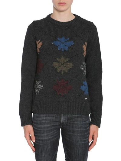 Dsquared2 Round Collar Sweater In Charcoal