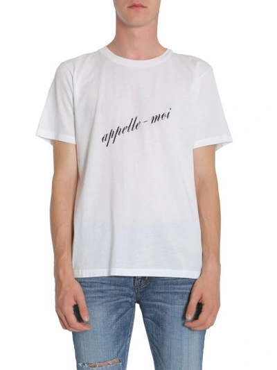 Saint Laurent "appelle Moi" Print T-shirt In White