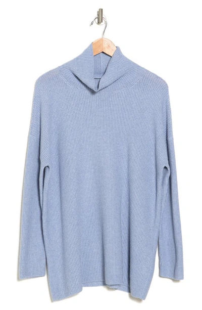 Eileen Fisher Organic Cotton Turtleneck Sweater In Blue