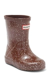 Hunter Kids' Original First Classic Glitter Rain Boot In Brown Bolt