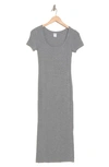 Melrose And Market Rib T-shirt Midi Dress In Grey Heather