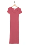 Melrose And Market Rib T-shirt Midi Dress In Pink Mauve