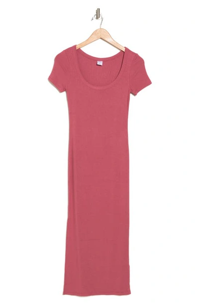 Melrose And Market Rib T-shirt Midi Dress In Pink Mauve