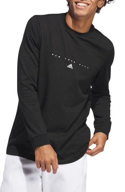 Adidas Originals Sportswear New York City Long Sleeve Graphic T-shirt In Black