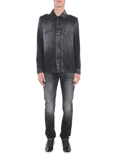 Saint Laurent Military Shirt Jacket In Black