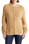 Wishlist Long Puff Sleeve Sweater In Camel