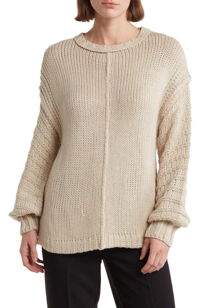 Wishlist Long Puff Sleeve Sweater In Cream