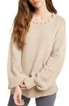 Wishlist Balloon Sleeve Rib Knit Sweater In Mocha