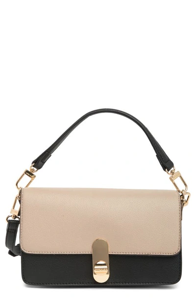 Anne Klein East West Flap Shoulder Bag In Stone/ Black