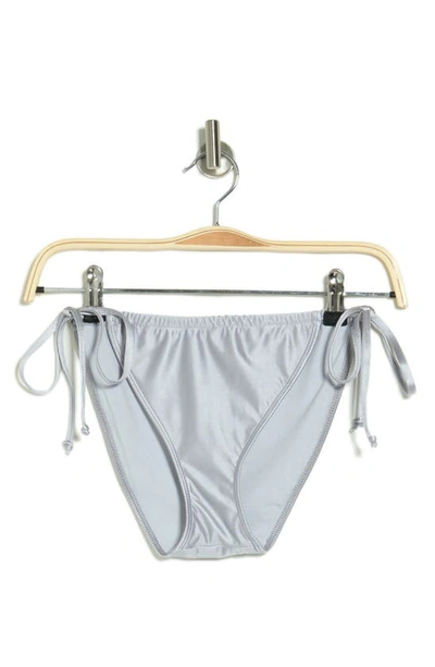 Good American Ruched String Bikini Bottoms In Silver001