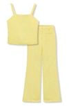 Truce Kids' Novelty Tweed Tank Top & Flare Pants Set In Yellow