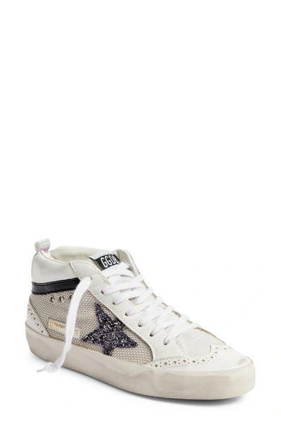 Golden Goose Mid Star Low Top Sneaker In White/ Silver