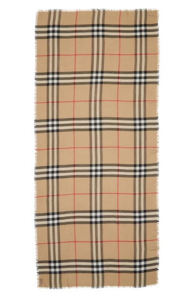 Burberry Check Wool Scarf In Archive Beige