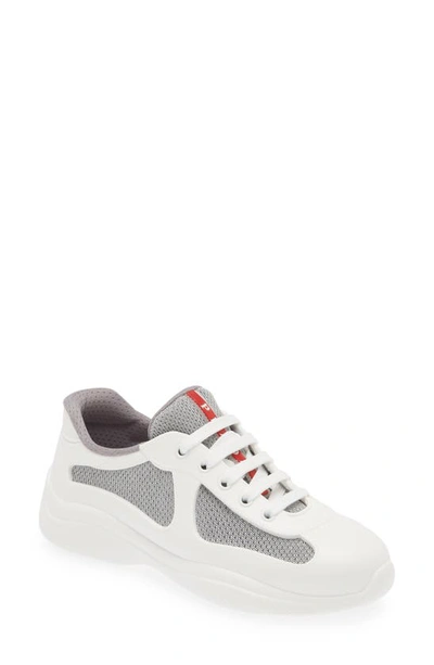 Prada America's Cup Panelled Sneakers In White