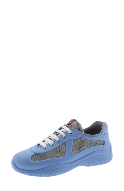 Prada America's Cup Sneaker In Light Blue/ Grey