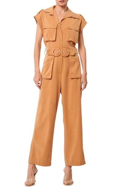 Ciebon Joelle Cap Sleeve Jumpsuit In Tan