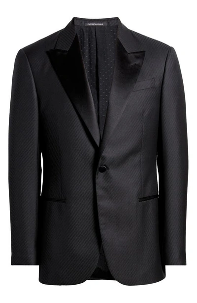 Emporio Armani G-line Peaked Satin Lapel Dinner Jacket In Solid Dark Grey