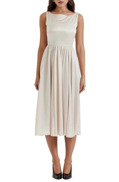 House Of Cb Shayla Satin Midi Cocktail Dress In Vintage Cream