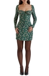 House Of Cb Malika Long Sleeve Cocktail Minidress In Christmas Print