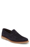 Bruno Magli Carmelo Penny Loafer In Navy Suede