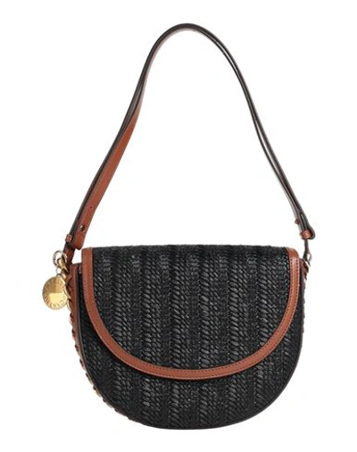 Stella Mccartney Woman Shoulder Bag Black Size - Textile Fibers, Natural Raffia