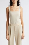 Vince Square Neck Tank Top In White Oak