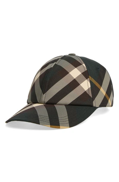 Burberry Check Baseball Cap In Black