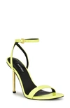 Nine West Reina Ankle Strap Sandal In Neon Yellow Patent- Faux Patent Leather
